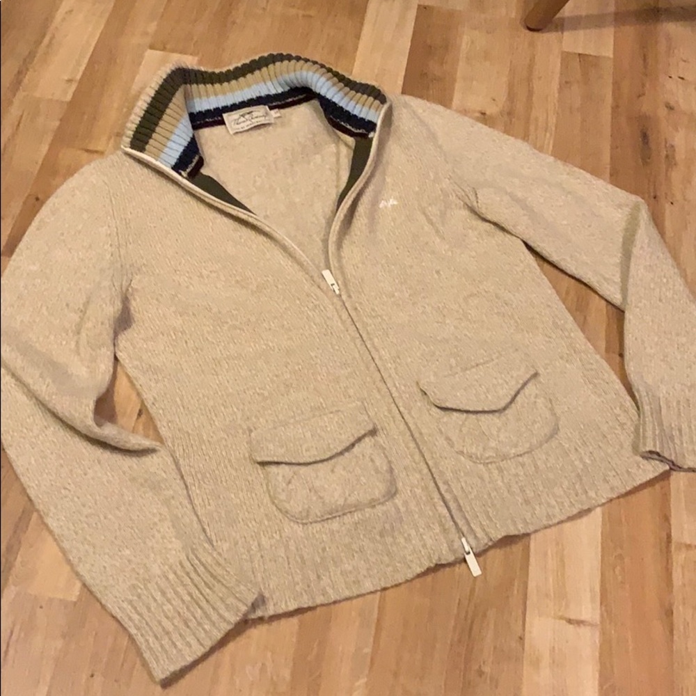 Burberry Thomas Burberry zip up sweater wool sz L